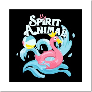 pink flamingo spirit animal, cute flamingo lover gift, swimming pool toy Posters and Art